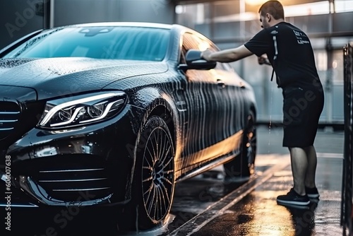 Car washing series : Cleaning the car with high pressure water © ttonaorh