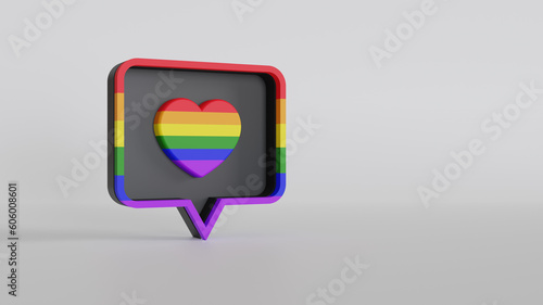 Heart with the LGBT flag in a message box