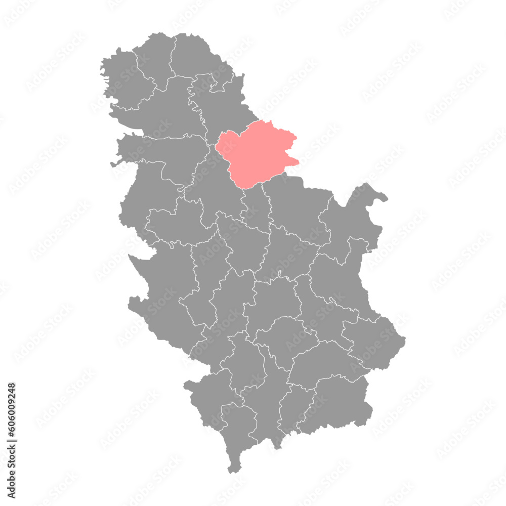 Obraz premium South Banat district map, administrative district of Serbia. Vector illustration.