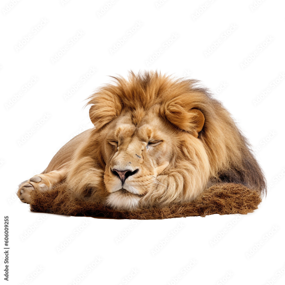 Obraz premium A lion sleeping on transparent background