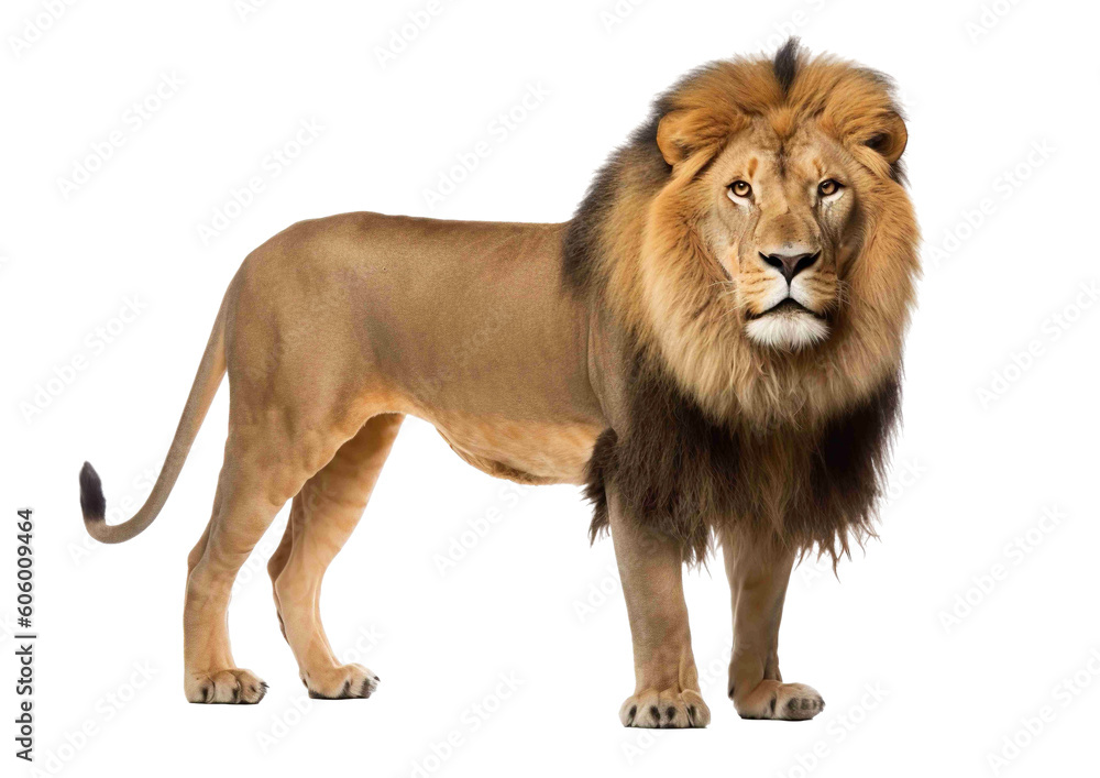Lion png, transparent background, isolated lion, side shot, fully body, generative ai Lion png, transparent background, isolated lion, side shot, fully body, generative ai