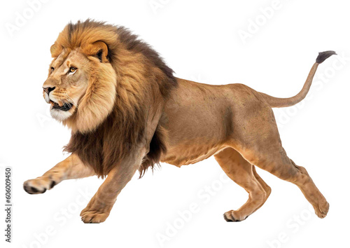 Lion png  transparent background  isolated lion  jumping  angry  full body  generative ai
