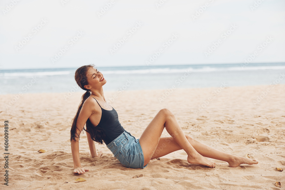 smile woman vacation travel beach natural nature freedom sand sitting sea smile woman vacation travel beach natural nature freedom sand sitting sea