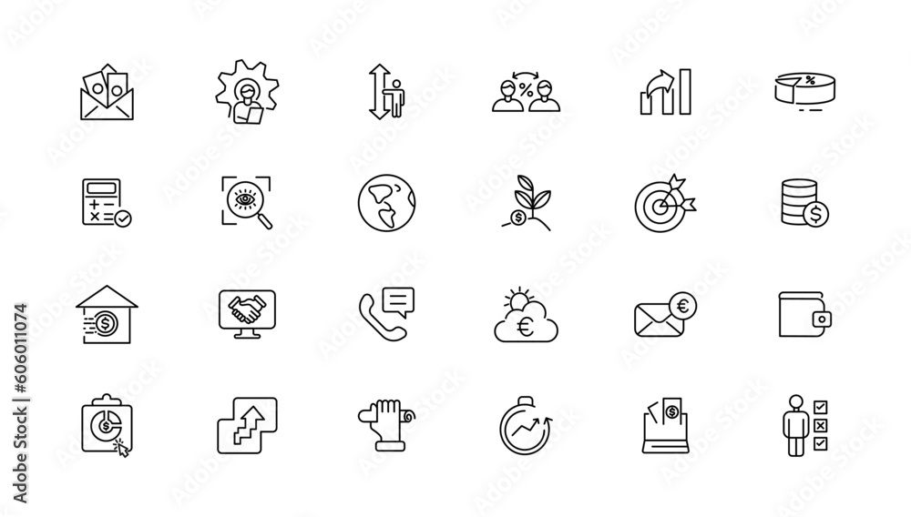 Taxes and accounting line icons collection. Big UI icon set in a flat design. Thin outline icons pack. Vector illustration.