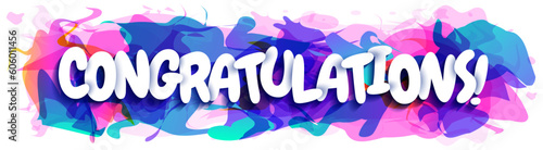 The inscription ''Congratulations'' on an abstract background. Creative banner or header for a website. Newspaper headline.
