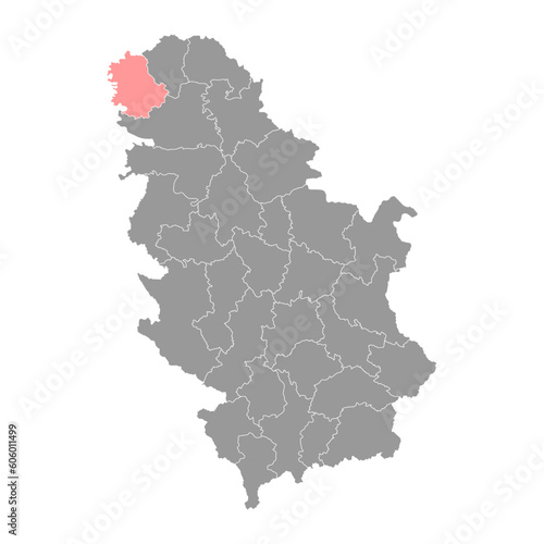 West Backa district map, administrative district of Serbia. Vector illustration.