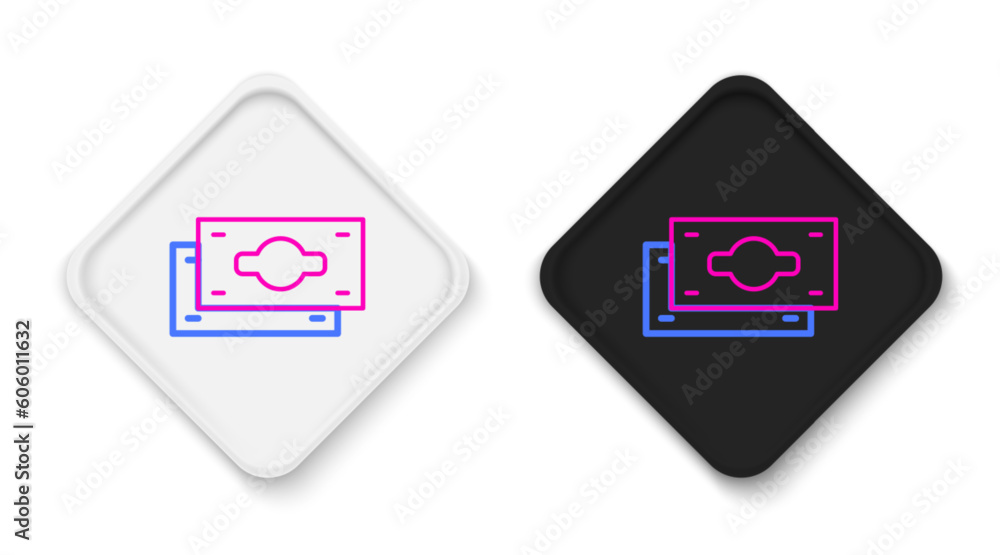 Line Stacks paper money cash icon isolated on white background. Money banknotes stacks. Bill currency. Colorful outline concept. Vector Line Stacks paper money cash icon isolated on white background. Money banknotes stacks. Bill currency. Colorful outline concept. Vector