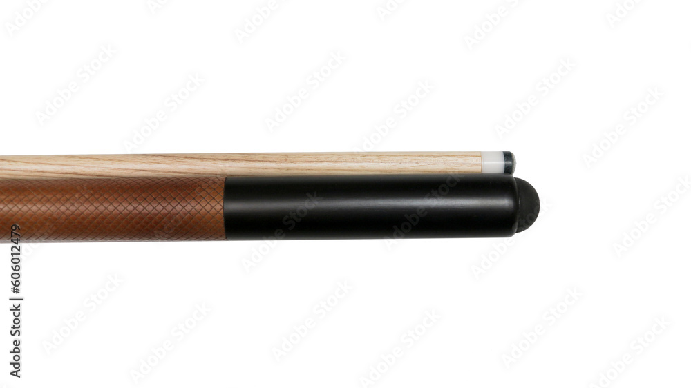 Billiard cues on a white background. Parts of a billiard cue close-up. Live photos of a billiard cue Billiard cues on a white background. Parts of a billiard cue close-up. Live photos of a billiard cue