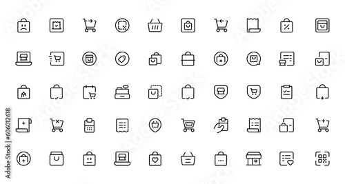 E-Commerce line icons set. E-Commerce outline icons collection. Shopping, online shop, delivery, marketing, store, money, payment, price
