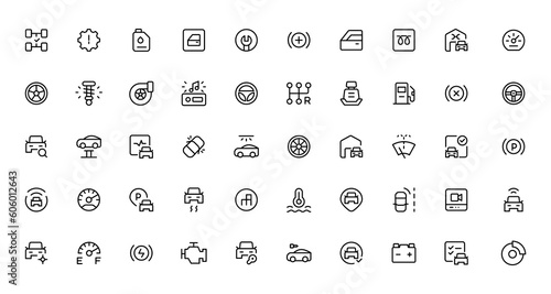 Auto service, car repair icon set. Car service and garage.  repair, maintenance, inspection, parts, units, elements.