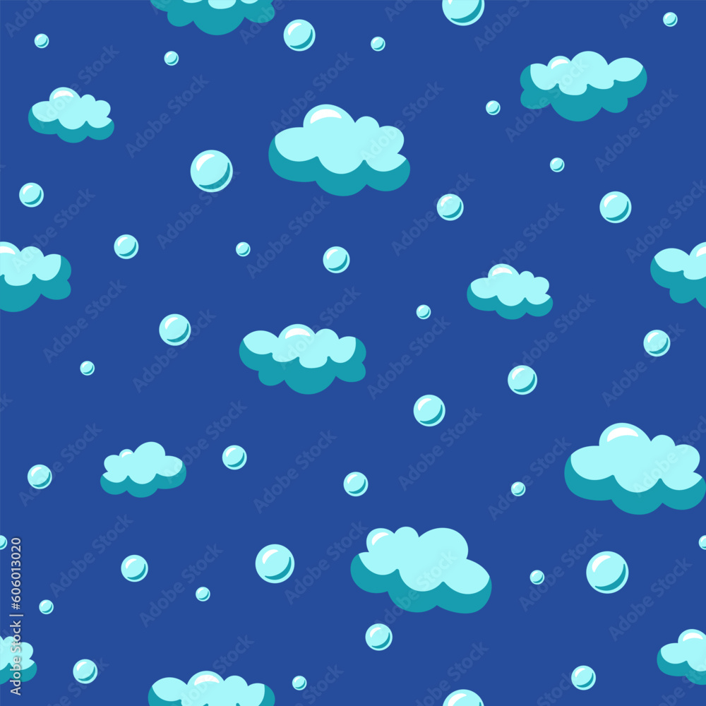 Soap bubbles Vector Seamless pattern. Cleaning concept. Water background. Hand drawn texture Soap bubbles Vector Seamless pattern. Cleaning concept. Water background. Hand drawn texture