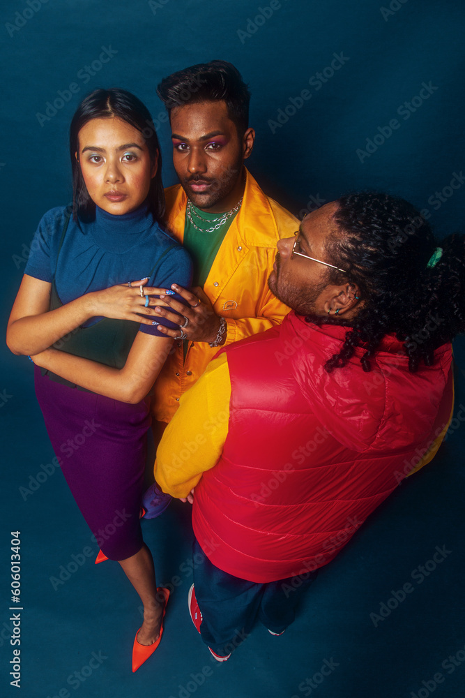 Obraz premium Trio fashion colour blocked studio portrait