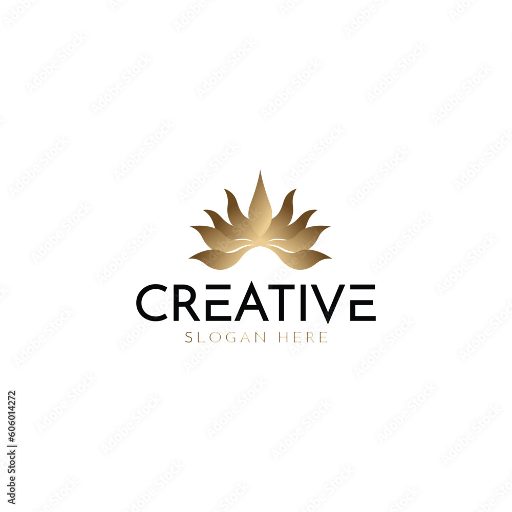design a clever Golden lotus logo on white background design a clever Golden lotus logo on white background