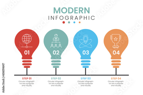 Businessman and Lady Brainstorming - Light bulbs 5 Colorful - Modern design Idea and Concept Vector illustration Infographic template.