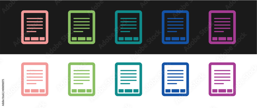 Set E-Book reader icon isolated on black and white background. Vector Set E-Book reader icon isolated on black and white background. Vector