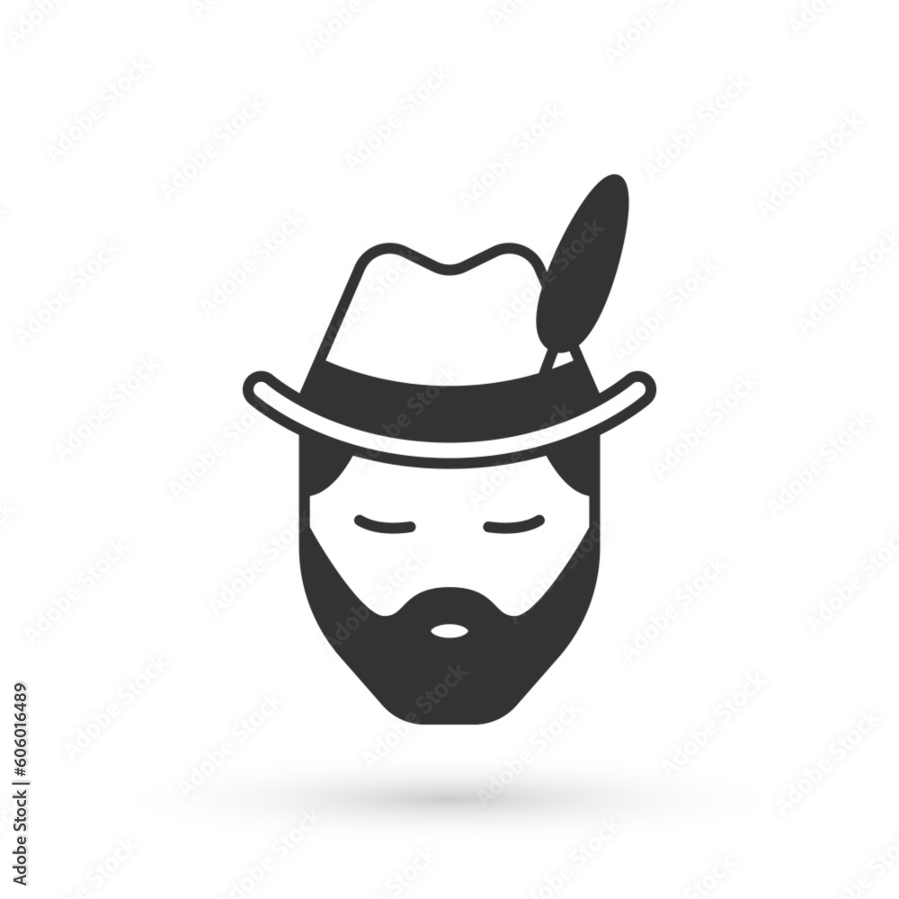 Grey Man dressed for German Oktoberfest icon isolated on white background. Vector Grey Man dressed for German Oktoberfest icon isolated on white background. Vector