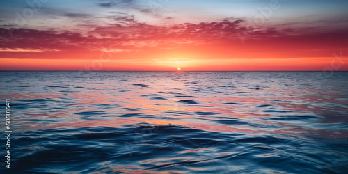 Breathtaking view of the colourful sunset over calm ocean. AI generated. © Oksana Kumer