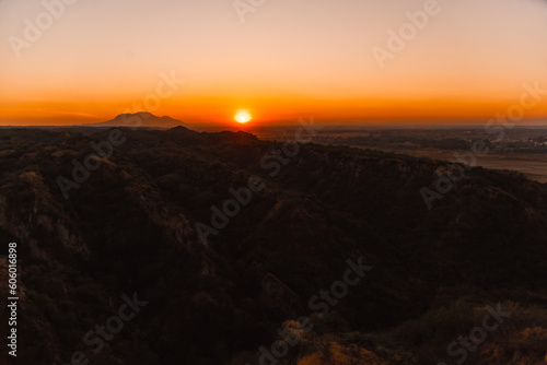 Sunset view from Rohtas Fort, Dina, Punjab with beautiful scenery and mountains.