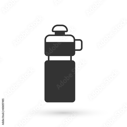 Grey Fitness shaker icon isolated on white background. Sports shaker bottle with lid for water and protein cocktails. Vector