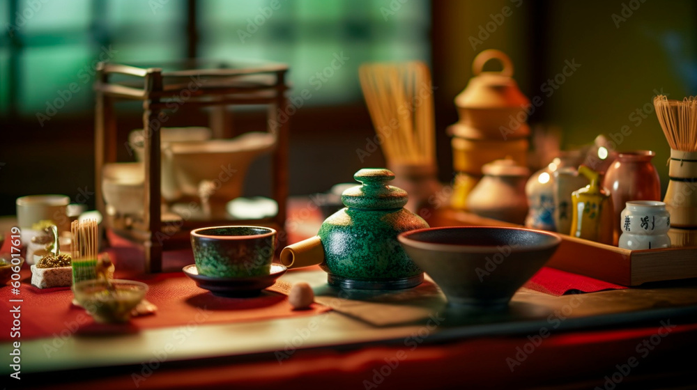 Elegance in Simplicity: Serene Japanese Tea Ceremony Embracing Cultural Tradition. Generative AI. Elegance in Simplicity: Serene Japanese Tea Ceremony Embracing Cultural Tradition. Generative AI.
