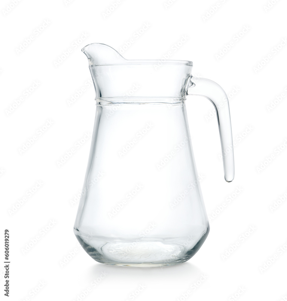 Empty glass jug isolated on white background. Clipping path. Empty glass jug isolated on white background. Clipping path.