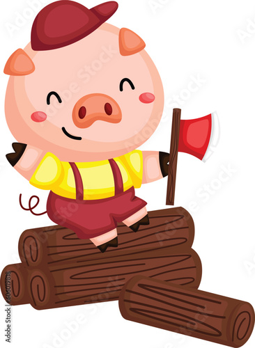 a vector of one of the pig in the three little pigs story