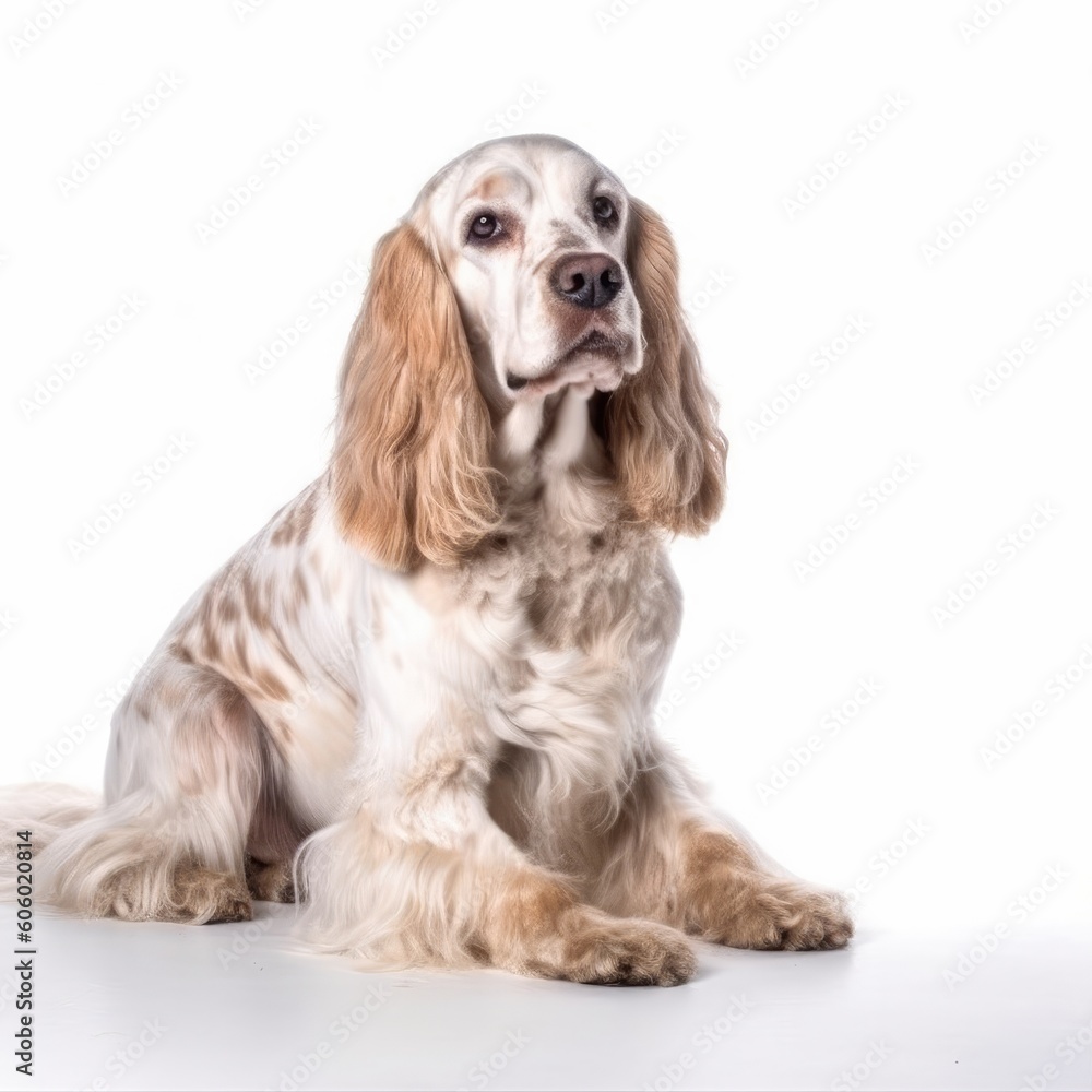 American Cocker Spaniel dog isolated on white background. Generative AI