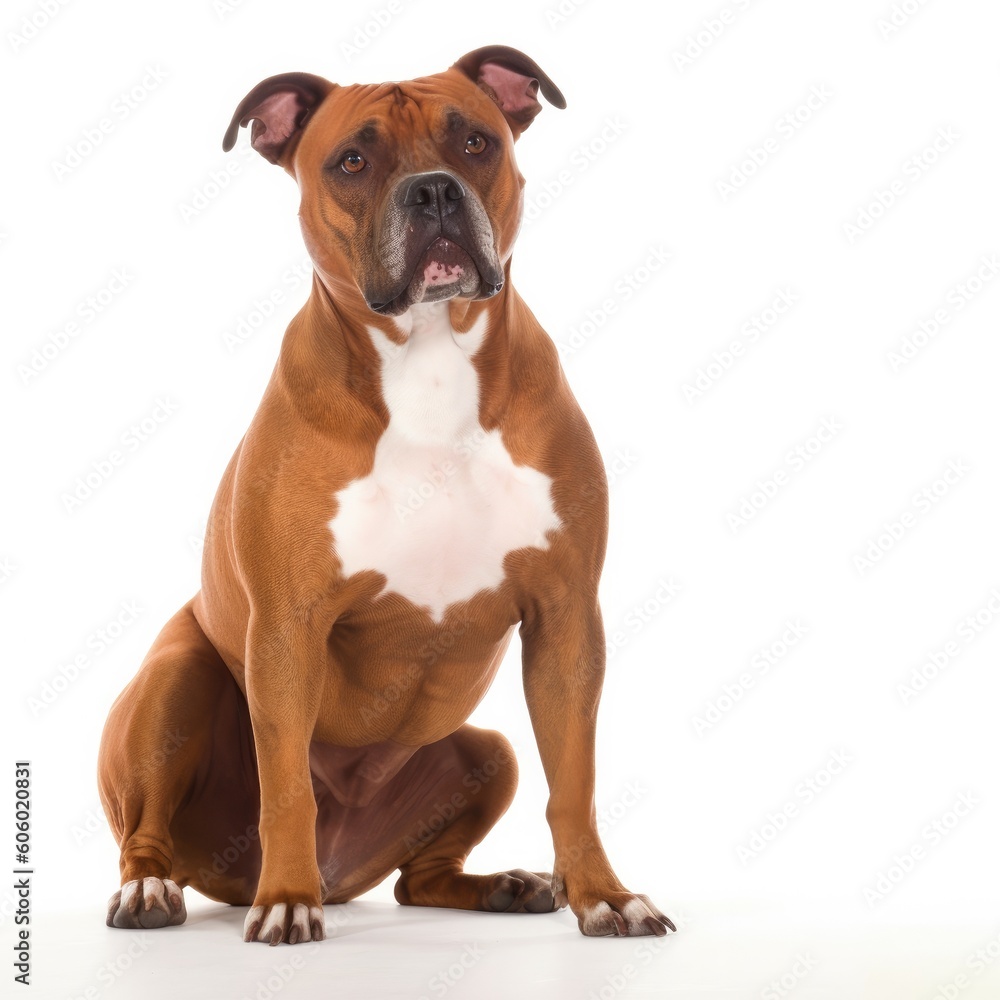 American Staffordshire Terrier dog isolated on white background. Generative AI