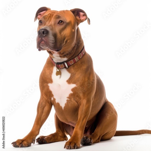 American Pit Bull Terrier dog isolated on white background. Generative AI