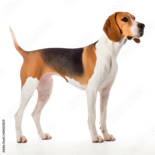 American Foxhound dog isolated on white background. Generative AI