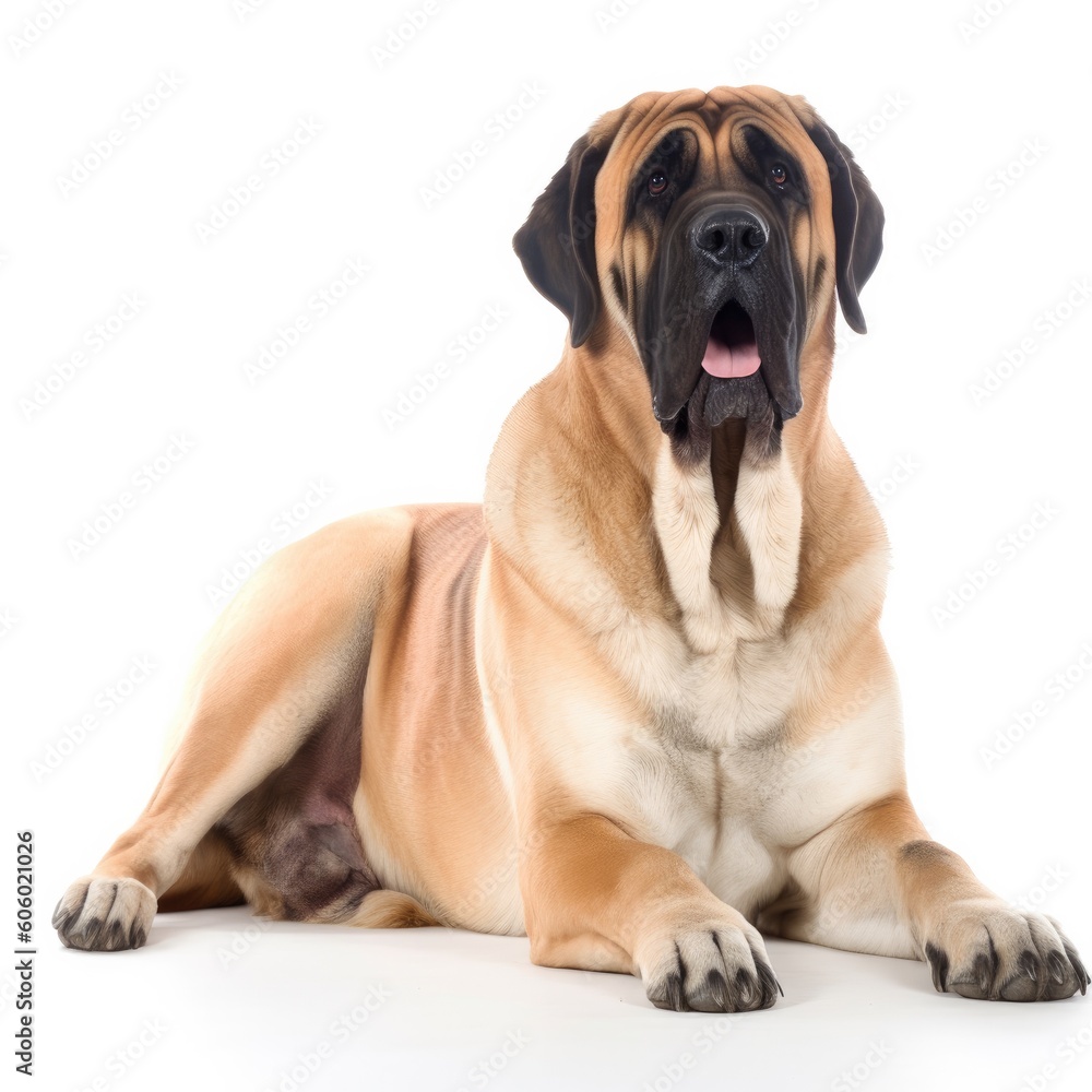 Mastiff dog isolated on white background. Generative AI