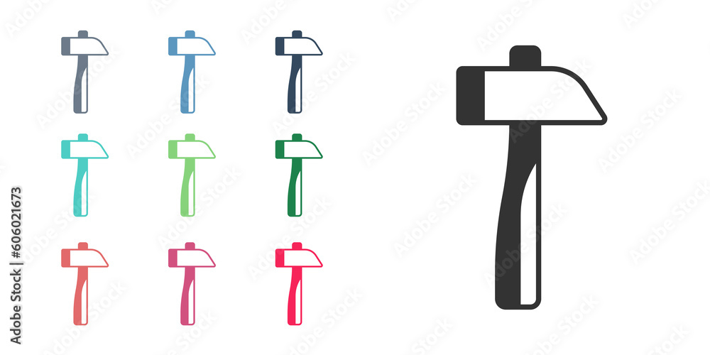 Black Hammer icon isolated on white background. Tool for repair. Set icons colorful. Vector Black Hammer icon isolated on white background. Tool for repair. Set icons colorful. Vector