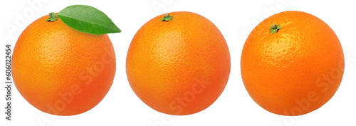 orange fruit with leaves isolated, Orange fruit macro studio photo, transparent png, PNG format, cut out