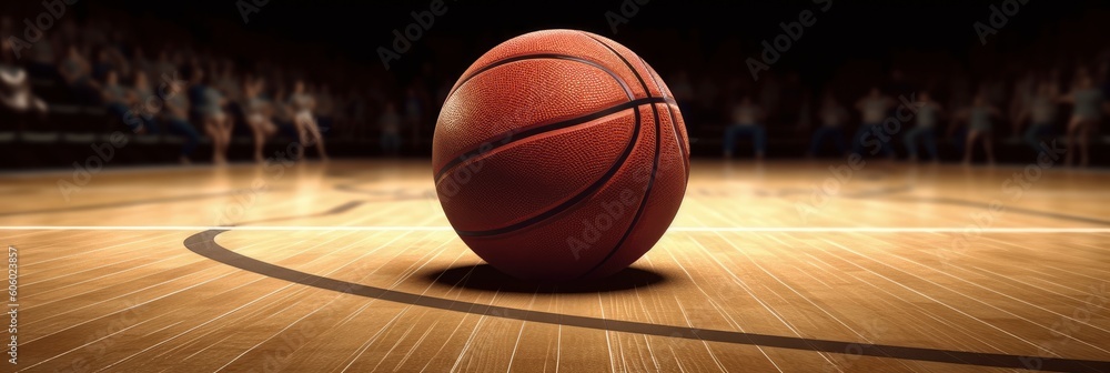 basketball in the middle of the court. Generative ai basketball in the middle of the court. Generative ai