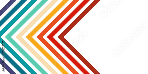 Chevron shapes retro colors stripes on white background. Vector illustration