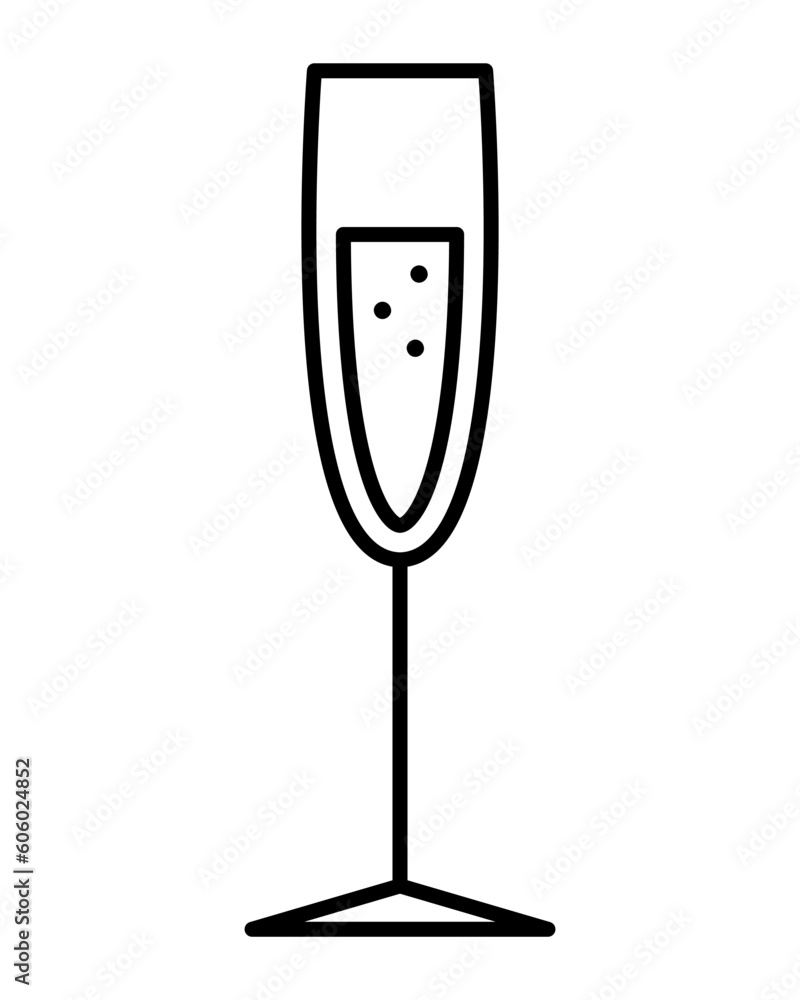 Champagne glass icon. Sparkling wine in line style. Vector illustration isolated on white background. Champagne glass icon. Sparkling wine in line style. Vector illustration isolated on white background.