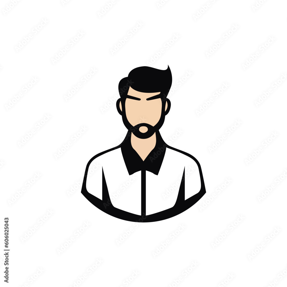 professional bearded man avatar profile picture with slick hair white shirt vector illustration template design