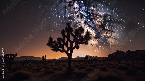 Enter a world of otherworldly beauty as you journey through Joshua Tree National Park in California. Generated by AI.