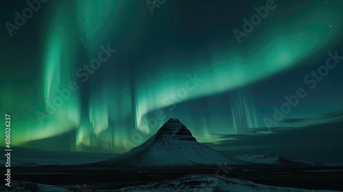 Witness the captivating beauty of the Northern Lights illuminating the Icelandic sky. Generated by AI.