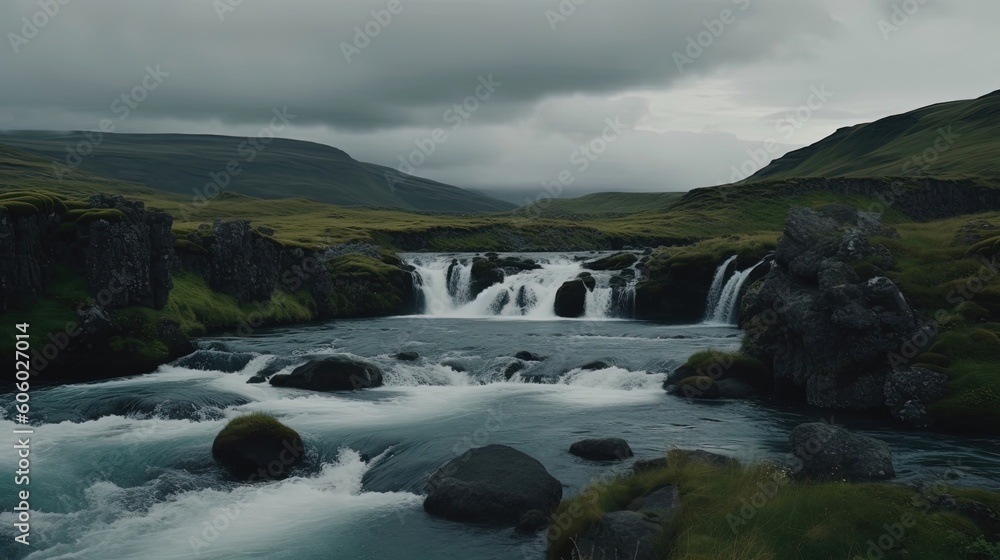 Immerse yourself in the breathtaking beauty of Iceland with stunning 8K footage of a majestic waterfall. Generated by AI. Immerse yourself in the breathtaking beauty of Iceland with stunning 8K footage of a majestic waterfall. Generated by AI.