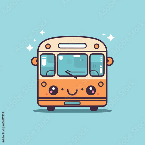Cute children's cartoon illustration of a bus