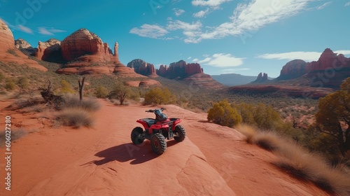 Get ready to embark on an off-road ATV tour through rocky canyons, where the thrill of adventure meets the beauty of nature. Generated by AI.