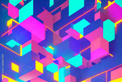 Neon geometric panels with Kodachrome colors.