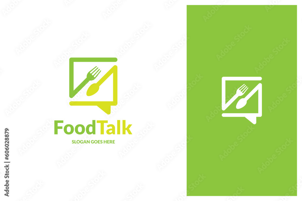 chat bubble, fork, spoon, food talk logo design chat bubble, fork, spoon, food talk logo design