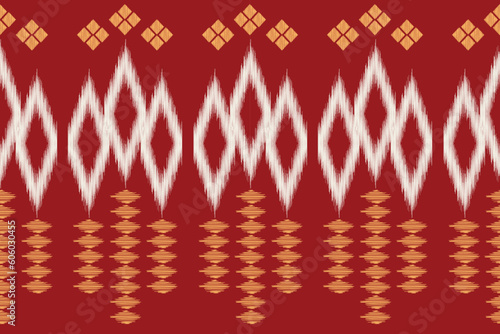 Ethnic Ikat fabric pattern geometric style.African Ikat embroidery Ethnic oriental pattern red background. Abstract,vector,illustration.For texture,clothing,scraf,decoration,carpet,silk.