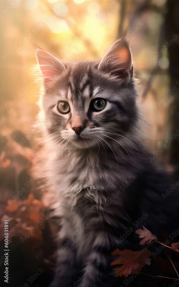 Obraz premium Cats, backgrounds, wallpaper, digital illustrations, AI generated