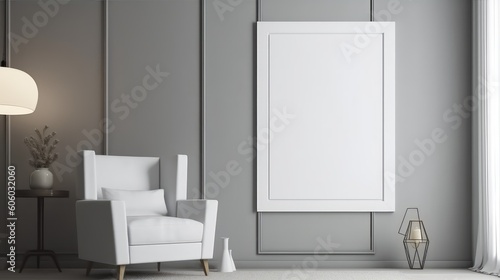 blank poster mock up on the wall of room
