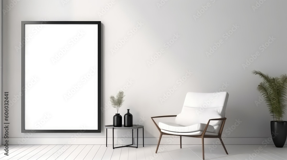 Room with blank poster