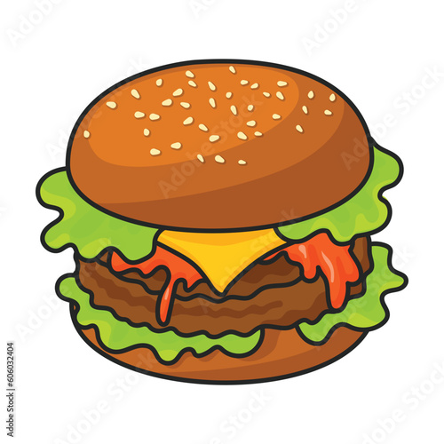 Burger vector icon.Color vector icon isolated on white background burger.