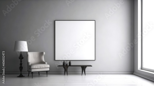 Room with blank poster